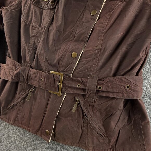 Barbour International MATLOCK Brown Size 6 Waxed Jacket Women Fleece Inside - Picture 4 of 16
